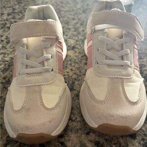Kids White and Pink Velcro Sneakers